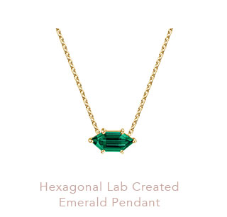 Hexagonal Lab Created Emerald Pendant