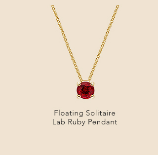 Floating Solitaire Lab Ruby Pendant