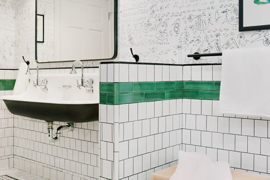 Before and After: A Plain-Jane Kids Bathroom Gets a Sleek Makeover Inspired by … Locker Rooms?!