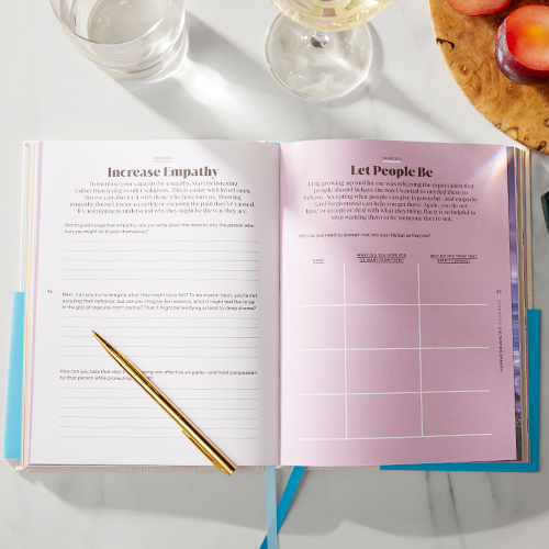 ''Increase Empathy'' and ''Let People Be'' pages inside the Becoming Unstuck Journal