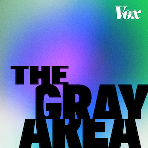 The Gray Area logo featuring the title under a faded tie-dye-ish color blob of pink, encircled in blue, encircled in green and white
