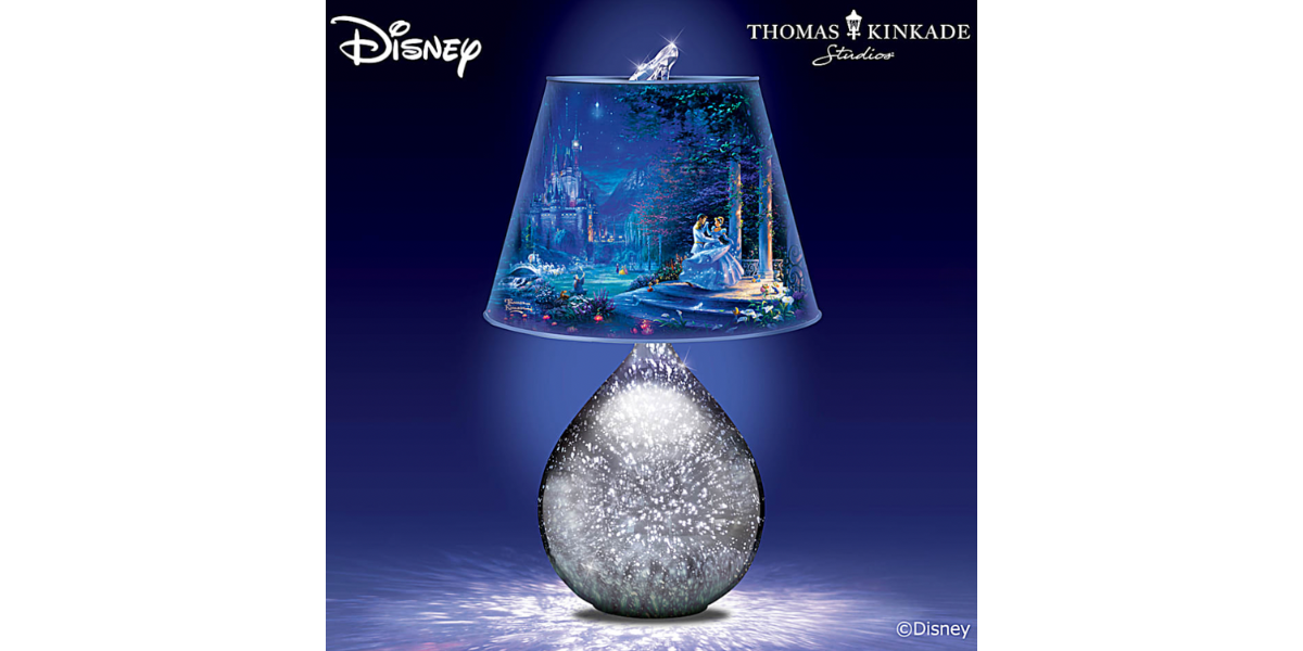 Disney Cinderella Art Glass Lamp With Glass Slipper Finial