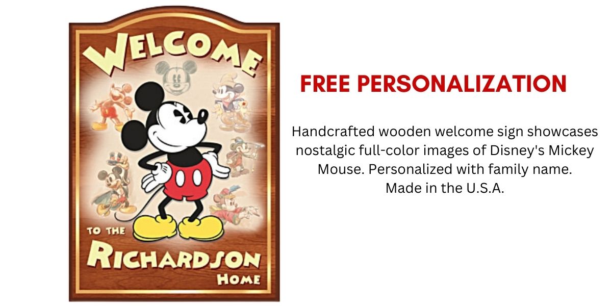 Mickey Mouse Wooden Welcome Sign Personalized With Your Name