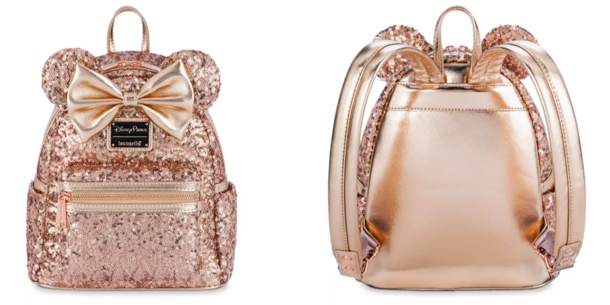 Minnie Mouse Sequin Loungefly Mini Backpack – Rose Gold