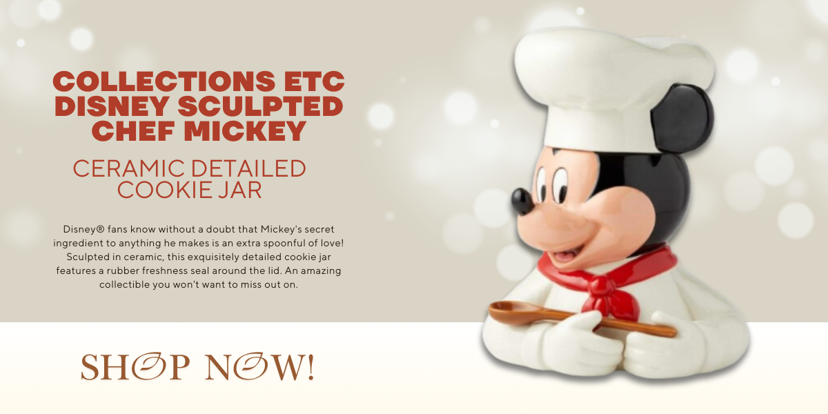 Collections Etc Disney Sculpted Chef Mickey Ceramic Detailed Cookie Jar