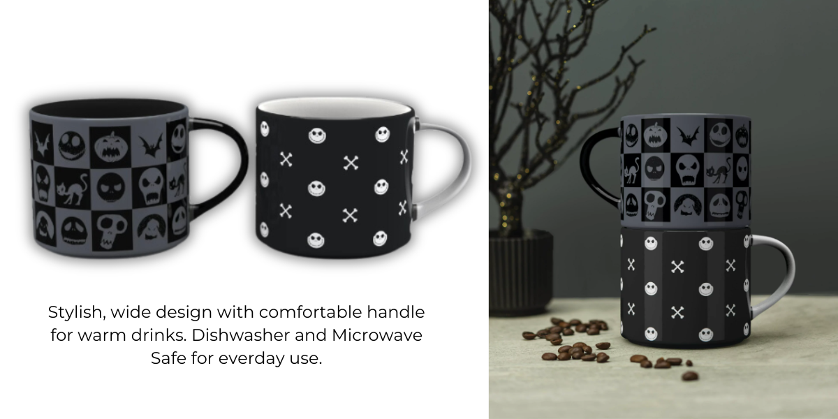 Zak Designs Ceramic Modern Mug Disney The Nightmare Before Christmas, Set of 2