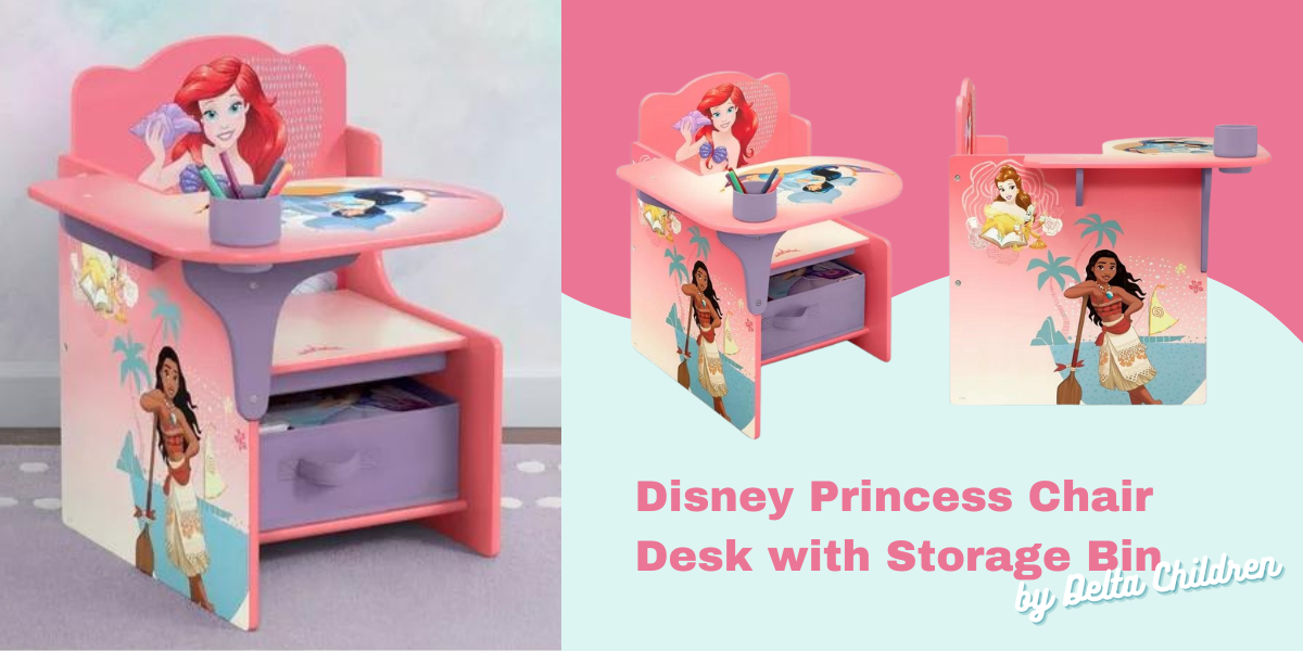 Disney Princess Chair Desk with Storage Bin - Ideal for Arts & Crafts, Snack Time, Homeschooling, Homework & More by Delta Children