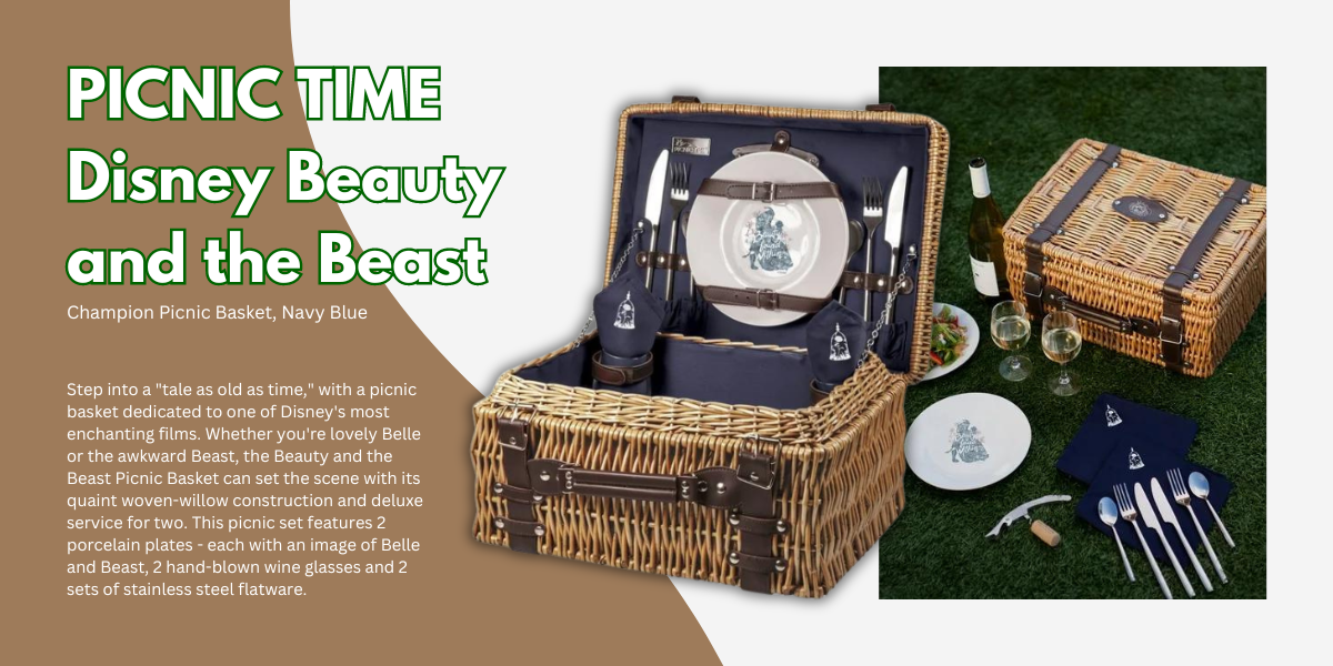 PICNIC TIME Disney Beauty and the Beast - Champion Picnic Basket, Navy Blue