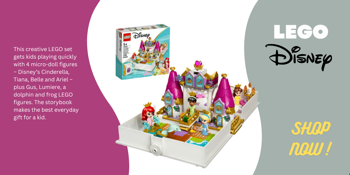 LEGO Disney Ariel, Belle, Cinderella and Tiana's Storybook Adventures 43193 Building Toy
