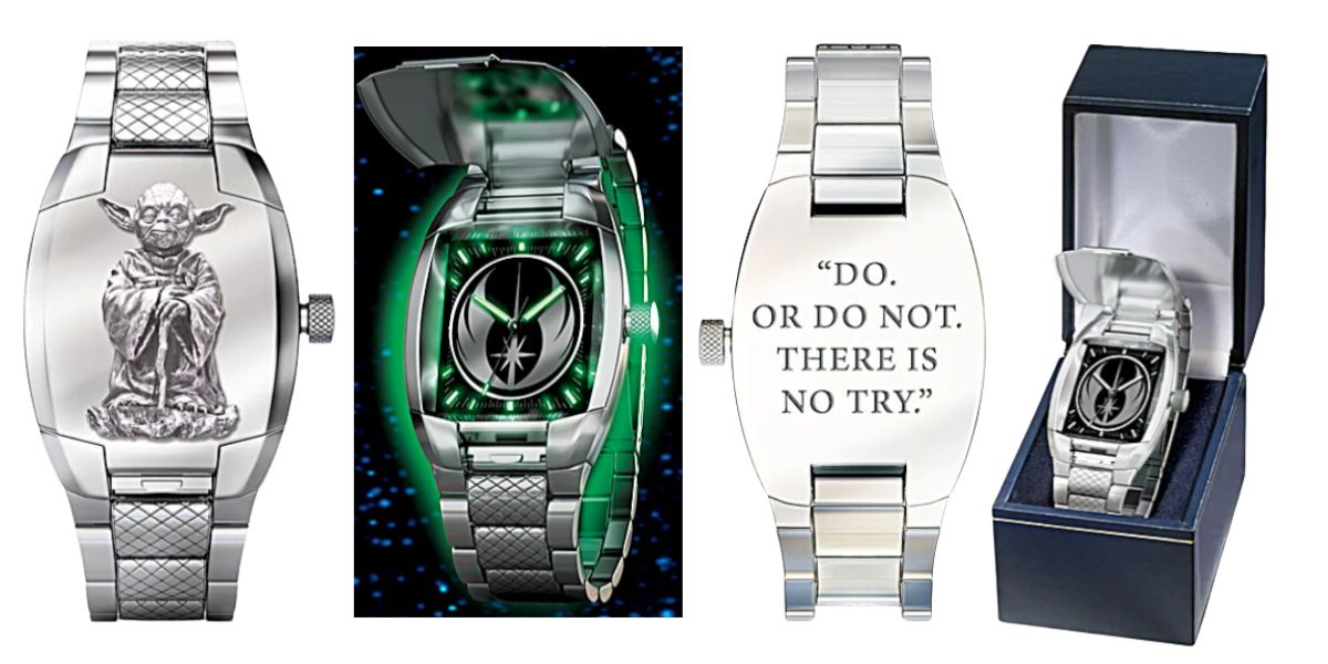 STAR WARS Glow-In-The-Dark Yoda Flip Cover Men's Watch STAR WARS Glow-In-The-Dark Yoda Flip Cover Men's Watch