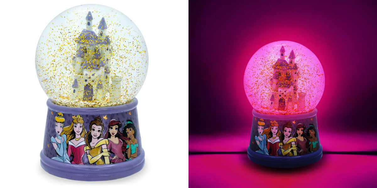 DISNEY PRINCESS CASTLE LIGHT-UP SNOW GLOBE | 6 INCHES TALL