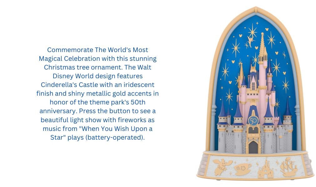 Walt Disney World The World's Most Magical Celebration 50th Anniversary Musical Ornament With Light
