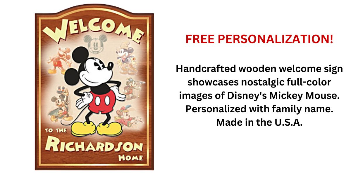 Mickey Mouse Wooden Welcome Sign Personalized With Your Name