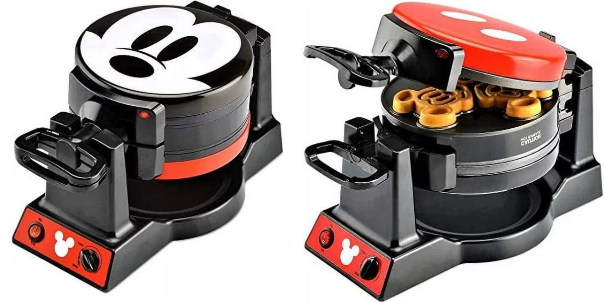 Disney Mickey Mouse Double Flip Waffle Maker, Black, Red