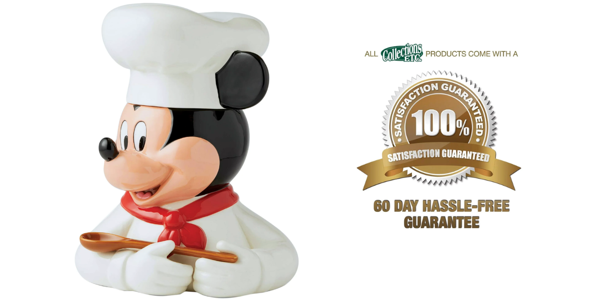 Collections Etc Disney Sculpted Chef Mickey Ceramic Detailed Cookie Jar