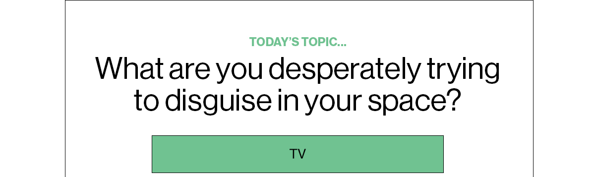 Today’s Topic… What are you desperately trying to disguise in your space?  TV