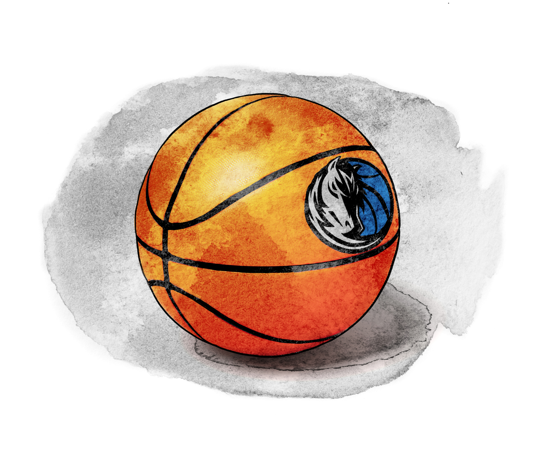 Sketch of basketball with Mavs logo