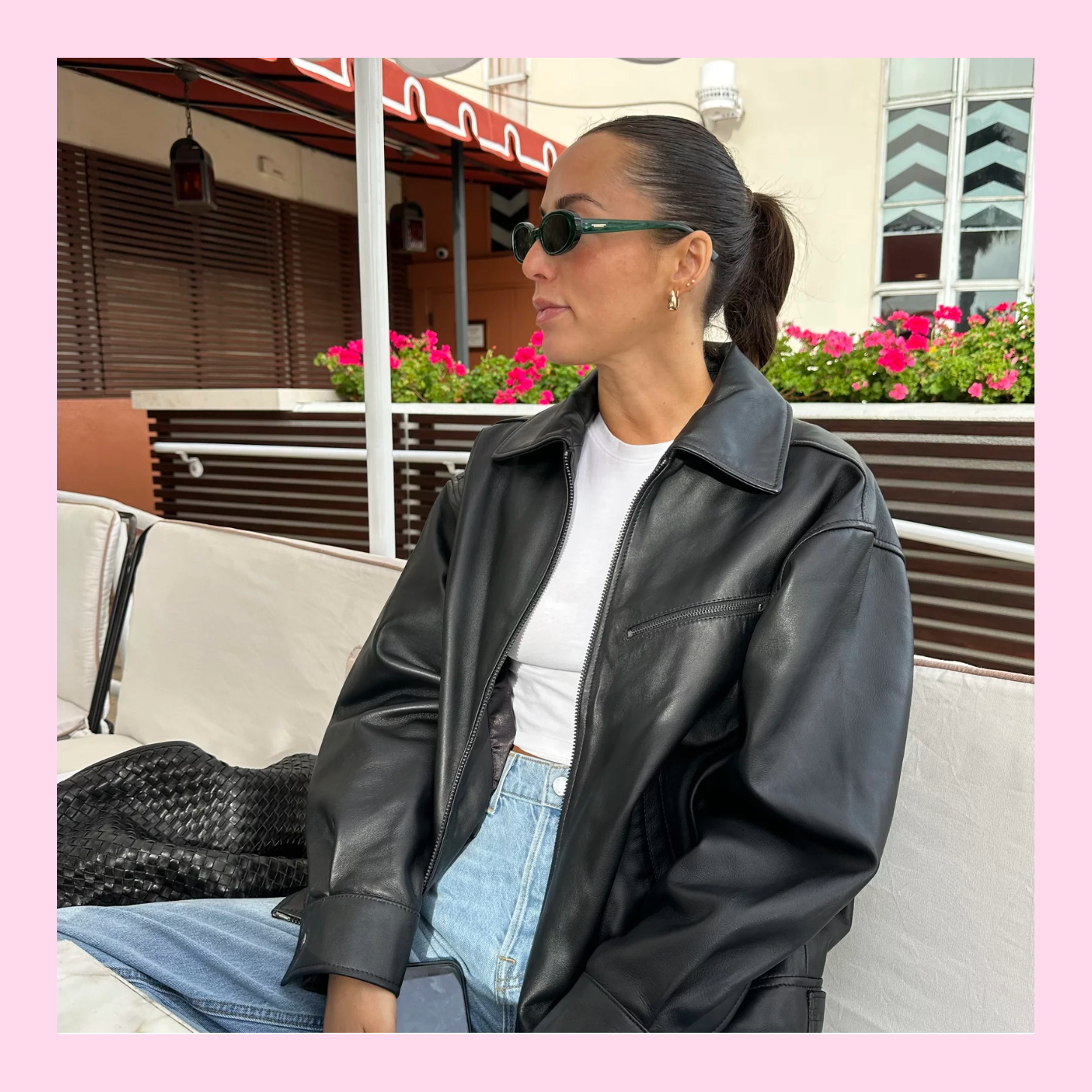 Quince 100% Leather Oversize Bomber Jacket