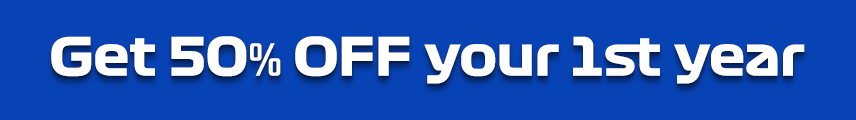 Get 50% off your first year.