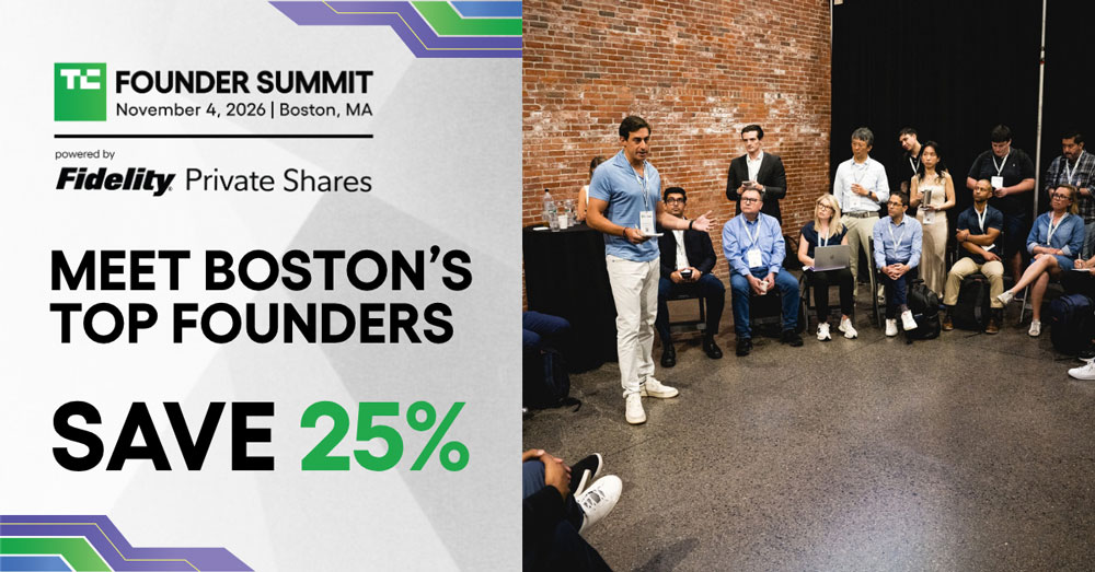 A graphic for TechCrunch Founder Summit's 25% off discount