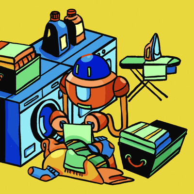 Illustration d’un robot en train de faire la lessive