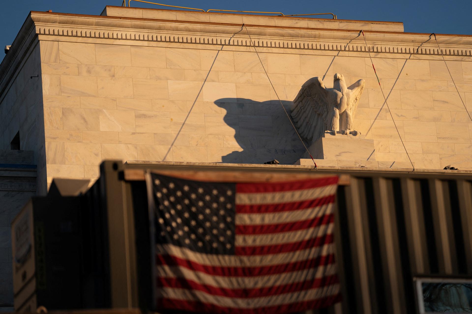 The US Federal Reserve building in Washington as construction work continues.