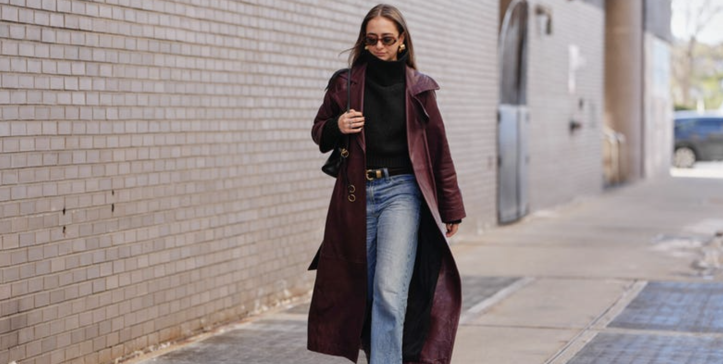 burgundy leather trench coats