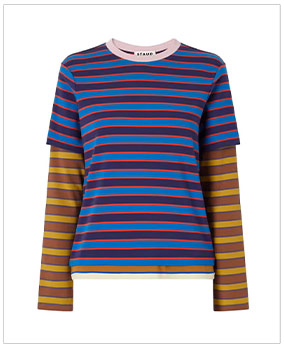 STAUD Staud Dillon Layered Striped T-Shirt