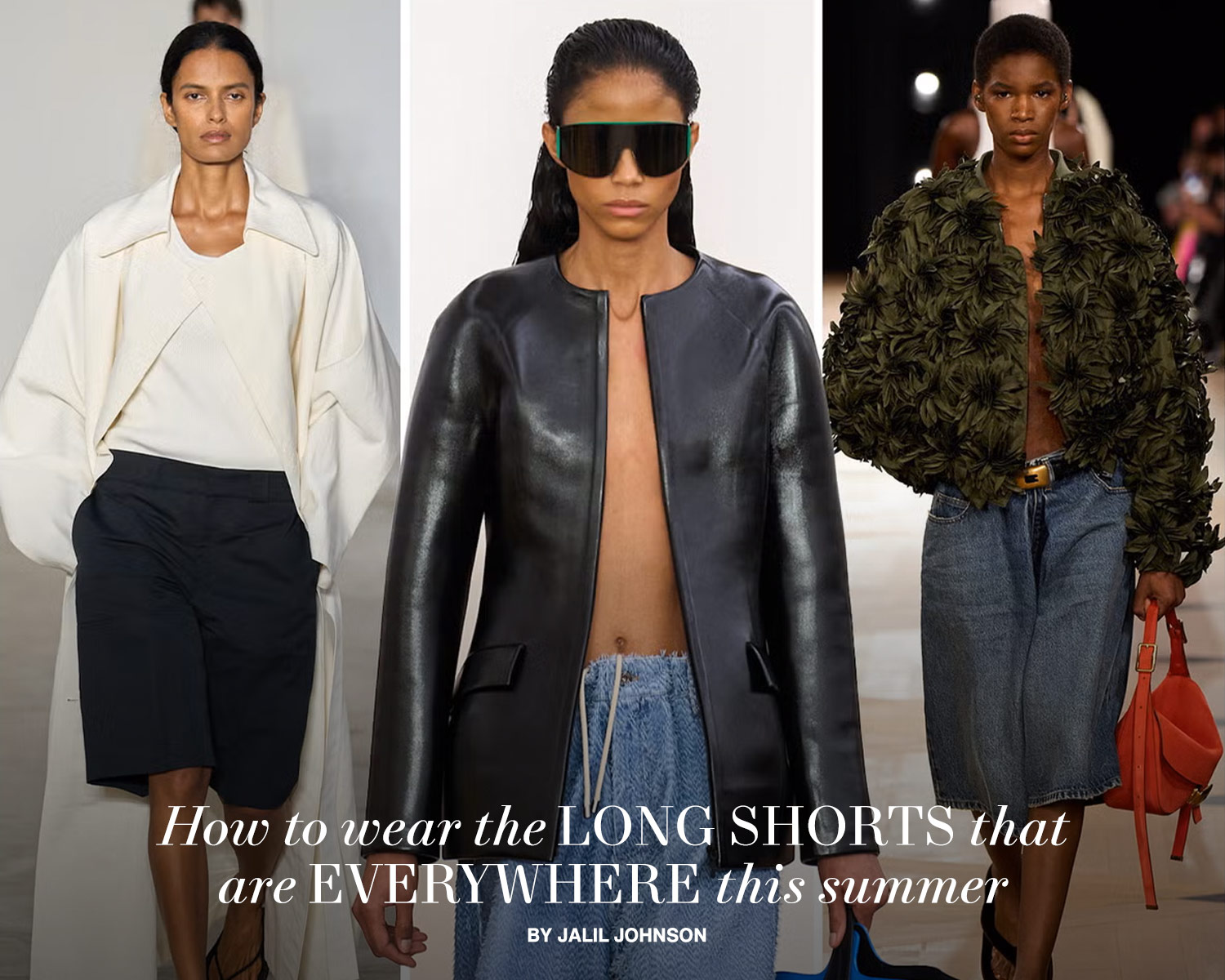 Models on the runway wearing long shorts