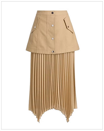 VERONICA BEARD Patricka Mixed Media Pleated Midi Skirt