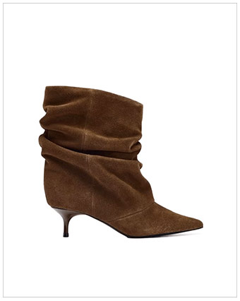 ZARA Ruched Split Leather Ankle Boots