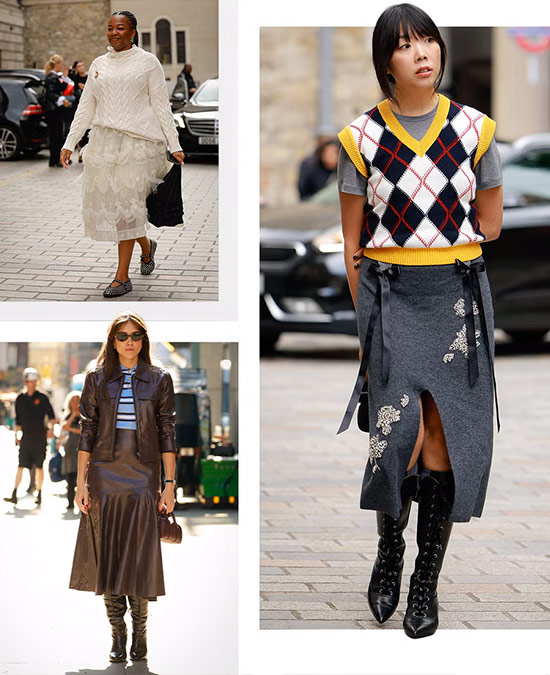 People walking to london fashion week shows