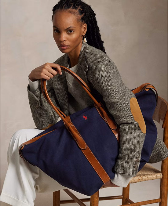 Model carrying a Ralph Lauren Tote 