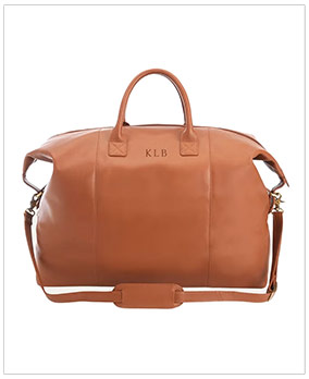 ROYCDE NEW YORK Monogrammed Leather Weekender Duffel Bag