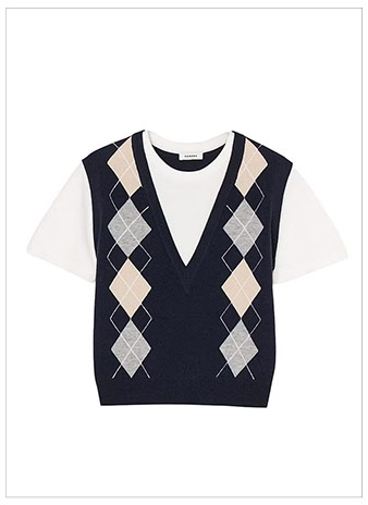 SANDRO Argyle Layered Effect Sweater