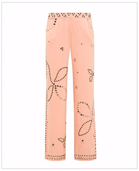 BRITY Low-Rise Straight-Leg Embellished Pants