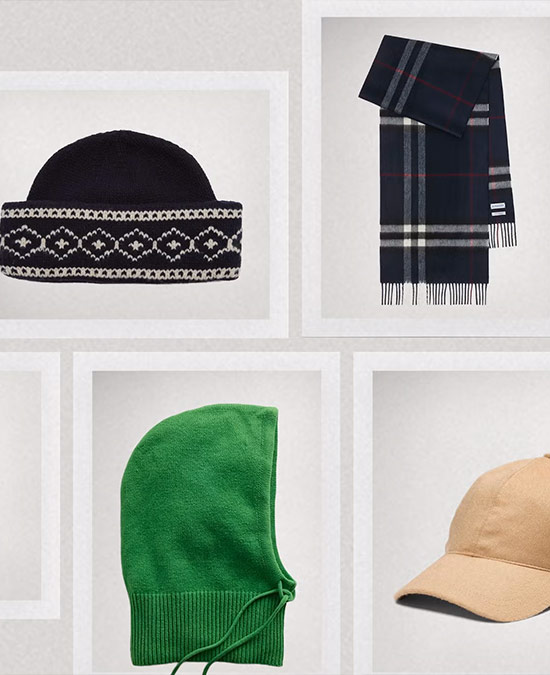 Different winter accessories in polaroid frames