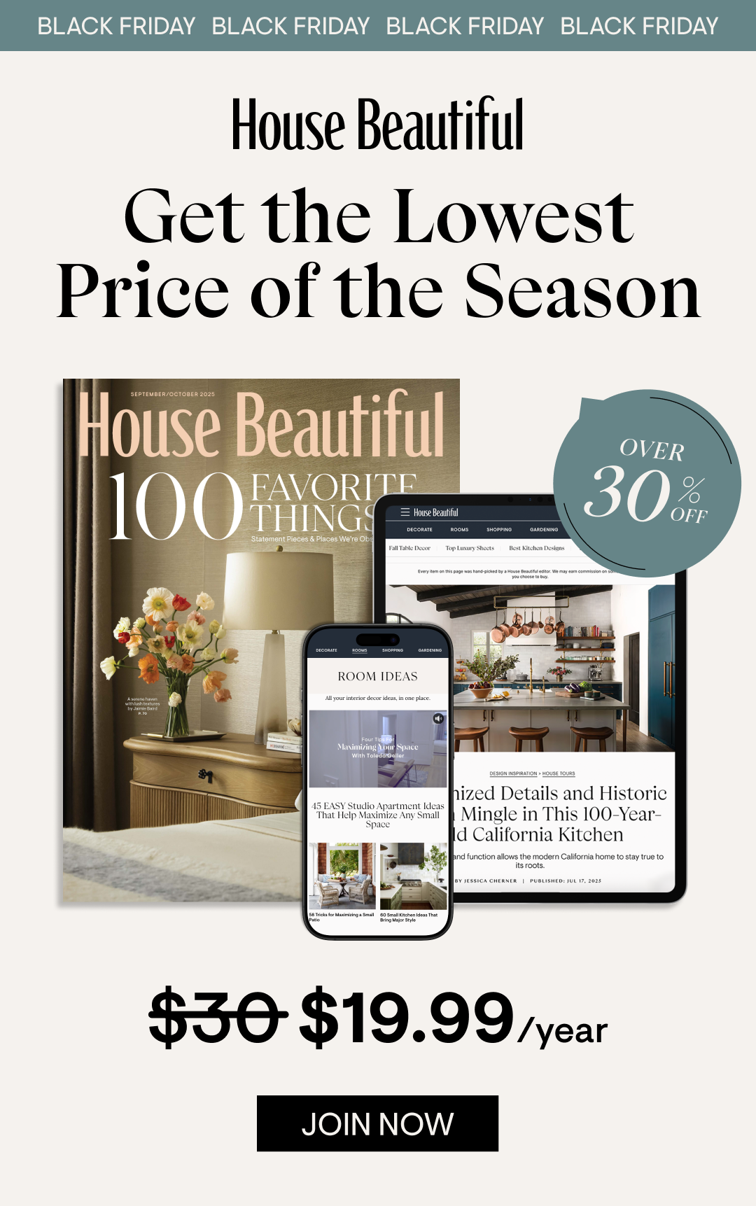 Get the lowest price of the season for House Beautiful, only $19.99 per year