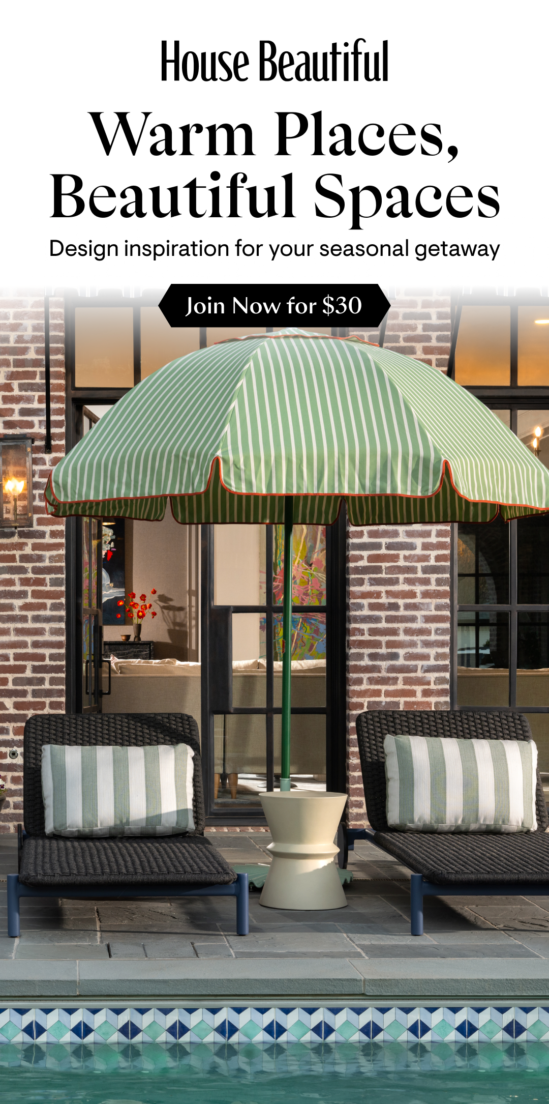 Warm places, beautiful spaces. Design inspiration for your winter getaway. Join now for $30