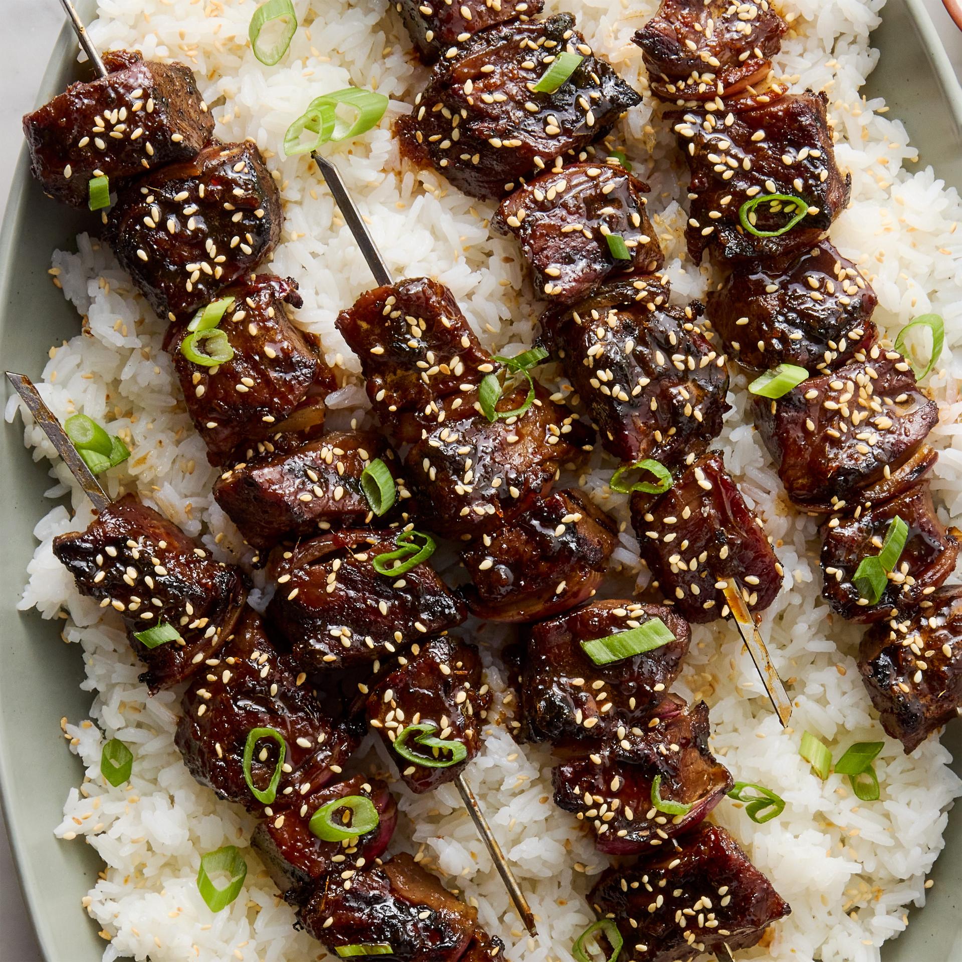 Sticky Soy Steak Skewers