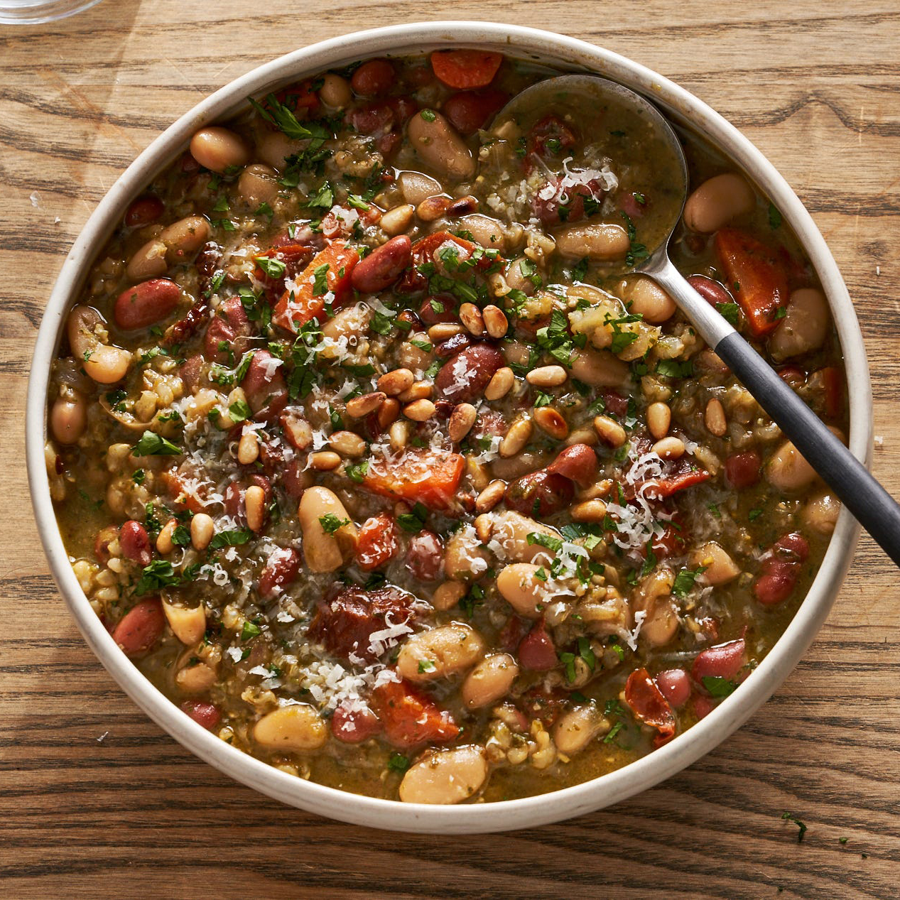 Pesto Rice & Bean Soup