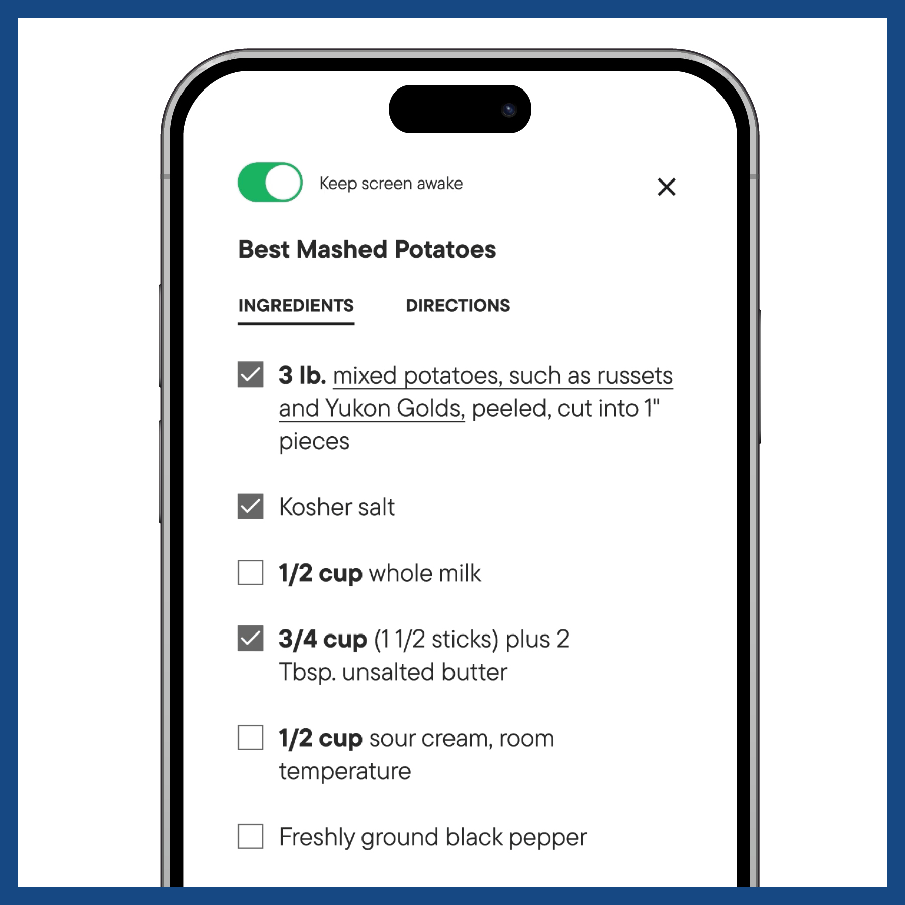 Delish App - Ingredient Checklist