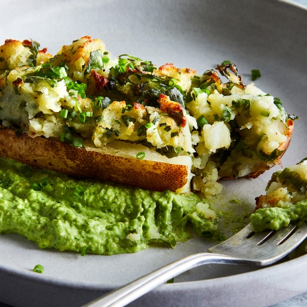 Twice-Baked Potatoes With Creamy Chive Pesto