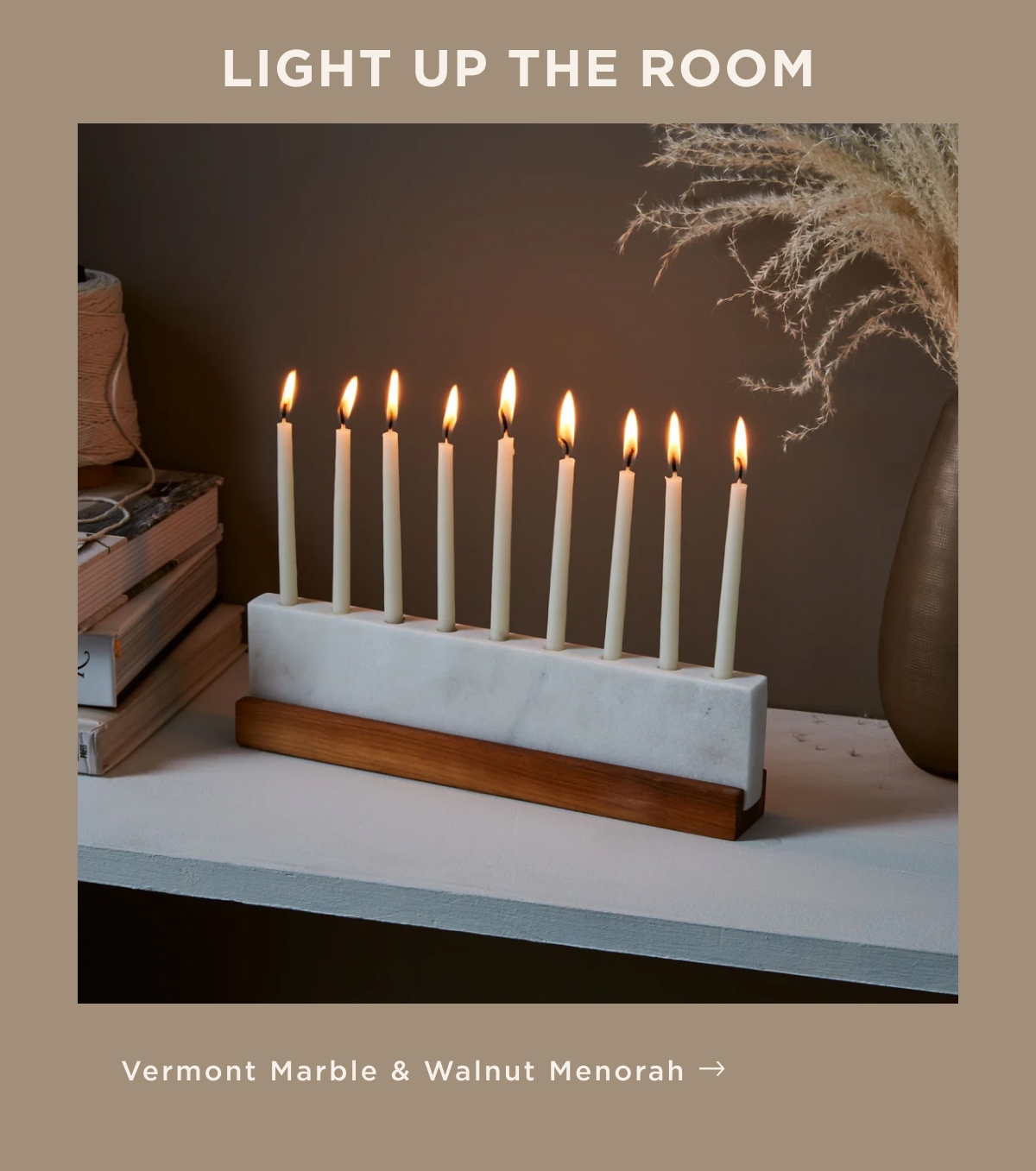 Vermont Marble & Walnut Menorah