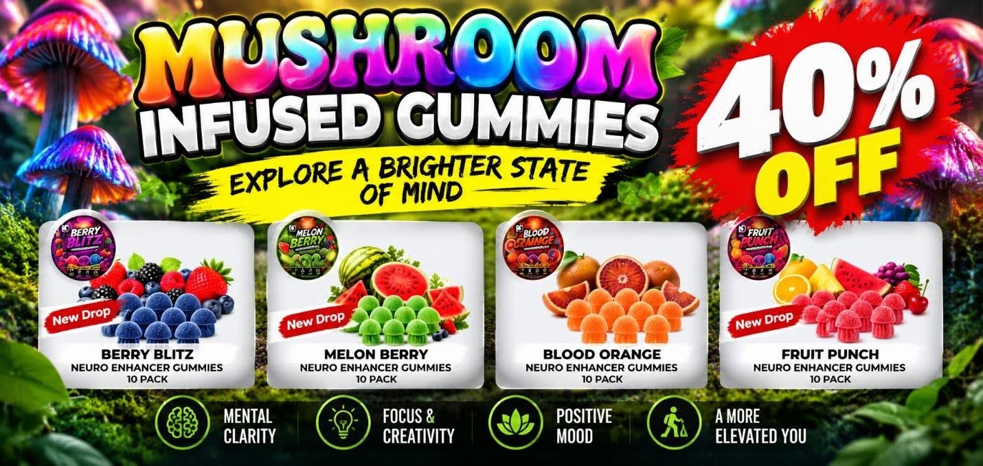 40% off mushroom infused gummies from Island Roots