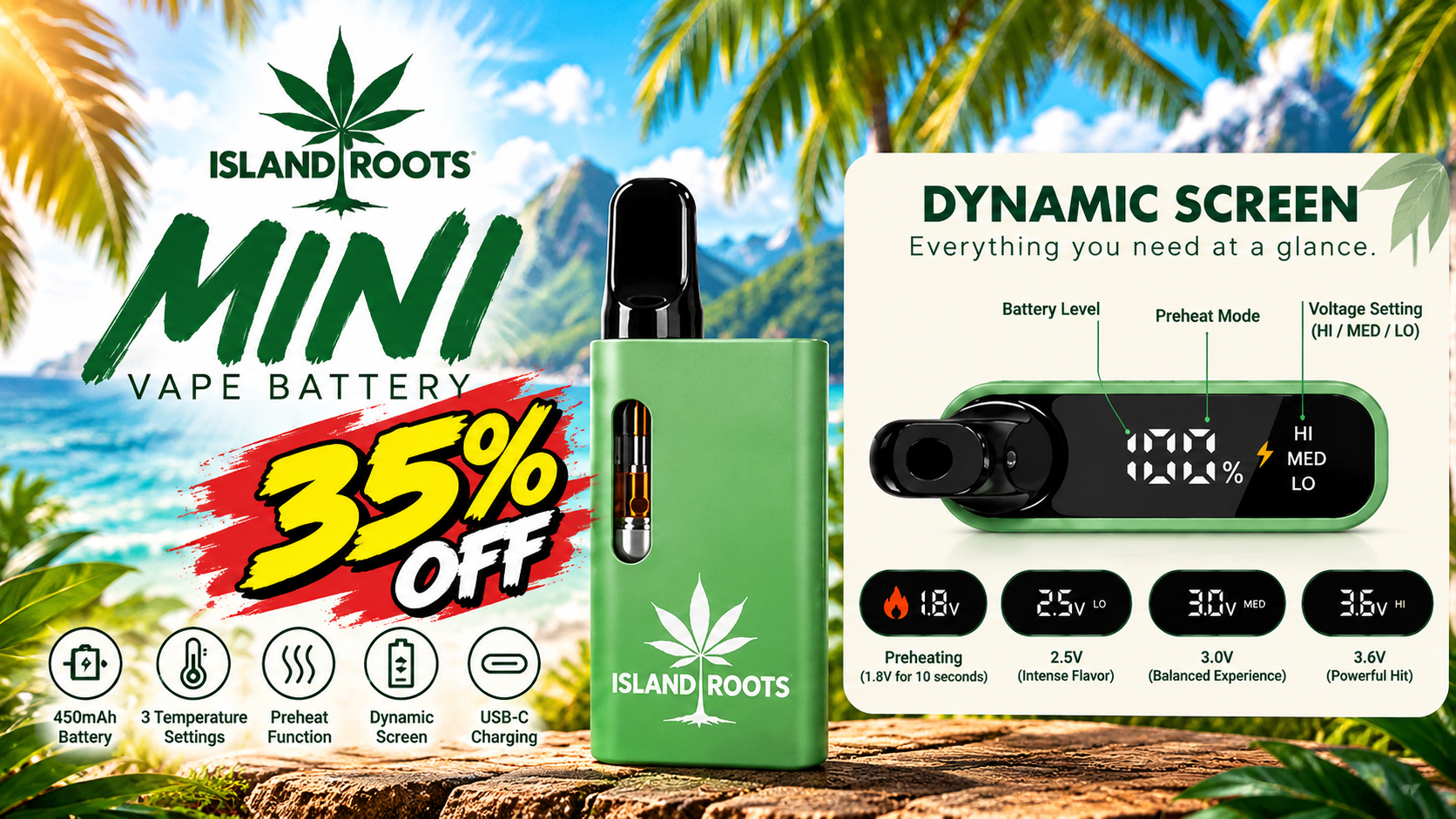 MINI vape battery from Island Roots MINI vape battery from Island Roots
