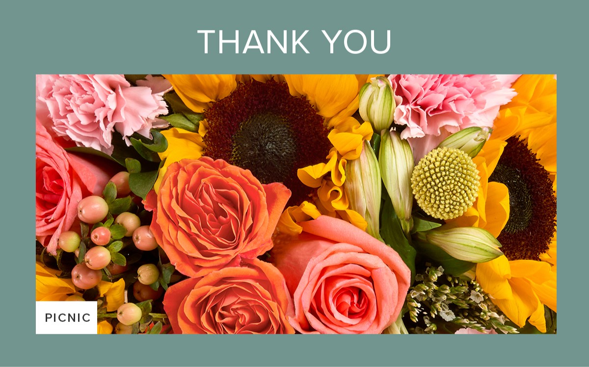 Shop Thank You. Featured Bouq: Picnic.