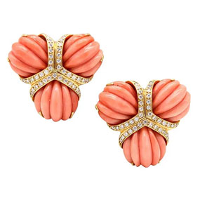 VALENTIN MAGRO Clips On Earrings In 18Kt Gold Fluted Corals