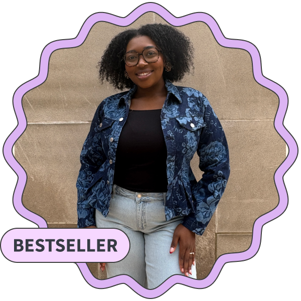 Free Assembly Pleated Peplum Denim Jacket 