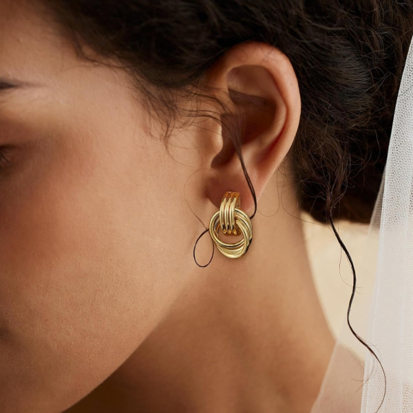 Sherlove Chunky Gold Plated Knot Earrings